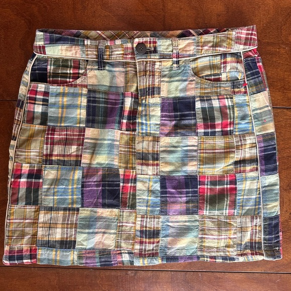 Tommy Hilfiger Dresses & Skirts - Tommy Hilfiger Patchwork Plaid Mini Skirt Size 10 Cotton Preppy Madras 2007